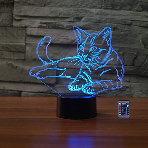 HPBN8 Ltd 3D Katze Illusions LED Lampen 7/16 Farbwechsel Fernbedienung Berühren Nachttisch Schreibtisch-Nacht licht USB-Kabel für Kinder Schlafzimmer Geburtstagsgeschenke Geschenk von HPBN8 Ltd