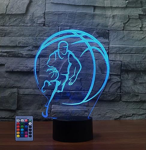 Kreative 3D Basketball Nacht Licht Lampe USB Power Fernbedienung 7/16 Farben Amazing Optical Illusion 3D LED Lampe Formen Kinder Schlafzimmer Geburtstag Weihnachten Geschenke von HPBN8 Ltd