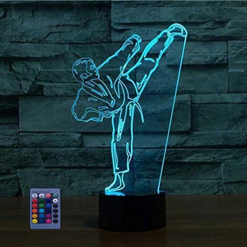 Kreative 3D Taekwondo Nacht Licht Lampe Fernbedienung USB Power 7/16 Farben Amazing Optical Illusion 3D LED Lampe Formen Kinder Schlafzimmer Geburtstag Weihnachten Geschenke von HPBN8 Ltd