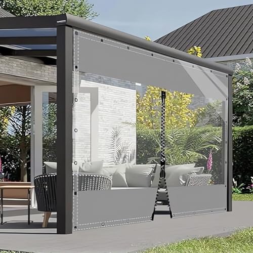 HQQMNY Transparent Outdoorvorhang Plane mit Ösen H2mxL2,6m PVC Winddicht Vorhang 0.5mm Wasserdichter Planen Trennvorhang für Garage Terrassen Gartenlauben Balkon Grau + 1 RV HQQMNY Transparent Outdoorvorhang Plane mit Ösen H2mxL2,6m PVC Winddicht Vorhang 0.5mm Wasserdichter Planen Trennvorhang für Garage Terrassen Gartenlauben Balkon Grau + 1 RV von HQQMNY