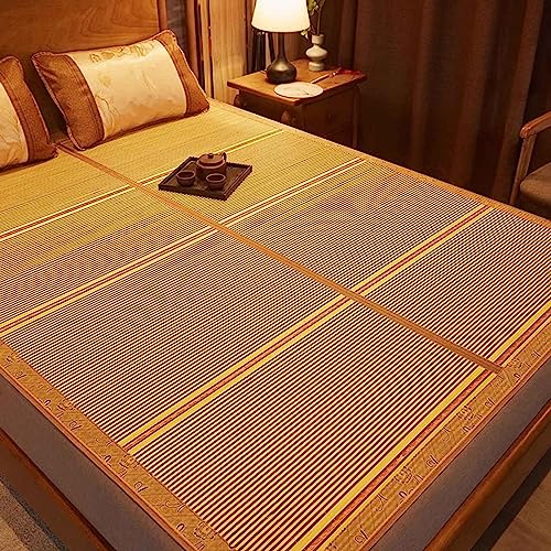 4 Größen Sommer Bambus-Bettmatte Atmungsaktiv Erfrischend Bambus-Matte Bett Schlafen Pad, Beidseitige Verwendung Sommer Schlafmatten Faltbar Klimaanlage Matte Für Schlafzimmer ( Size : L195xW135cm/L77 von HRXQ