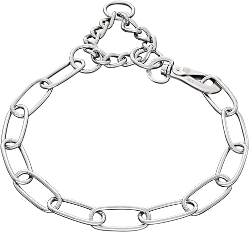 Sprenger Kettenhalsband für Hunde aus Edelstahl mit Haken und Zugbegrenzung I Hundehalsband m mit extra Langen Kettenglieder 4mm, fellschonend, 75 cm von Herm Sprenger