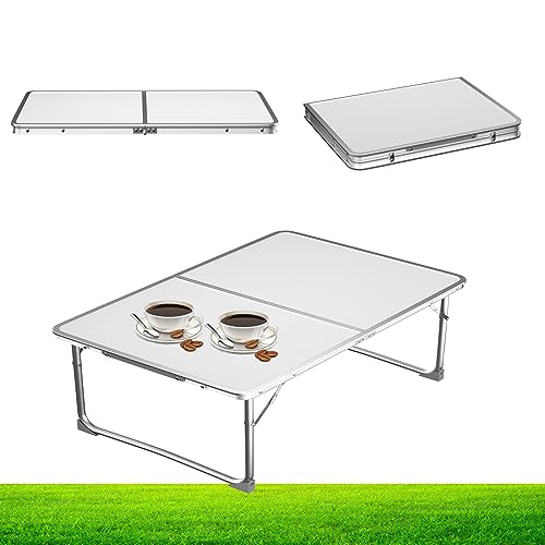 HSHa 60CM/2FT Kleiner faltender TV-Tablett-Tisch, tragbare Camping-Tische, die Couchtisch-Beistelltisch für kleinen Raum Falten, weiß von HSHa