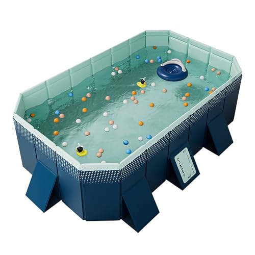 Tragbarer aufblasbarer Swimmingpool, Familienpool, Faltbarer Pool, großer verdickter rechteckiger Pool zum Spielen for Garten, Hinterhof, im Freien (1.6/1.85/2.1/2.6/3/4m)(Size:4m) von HSPLXYT
