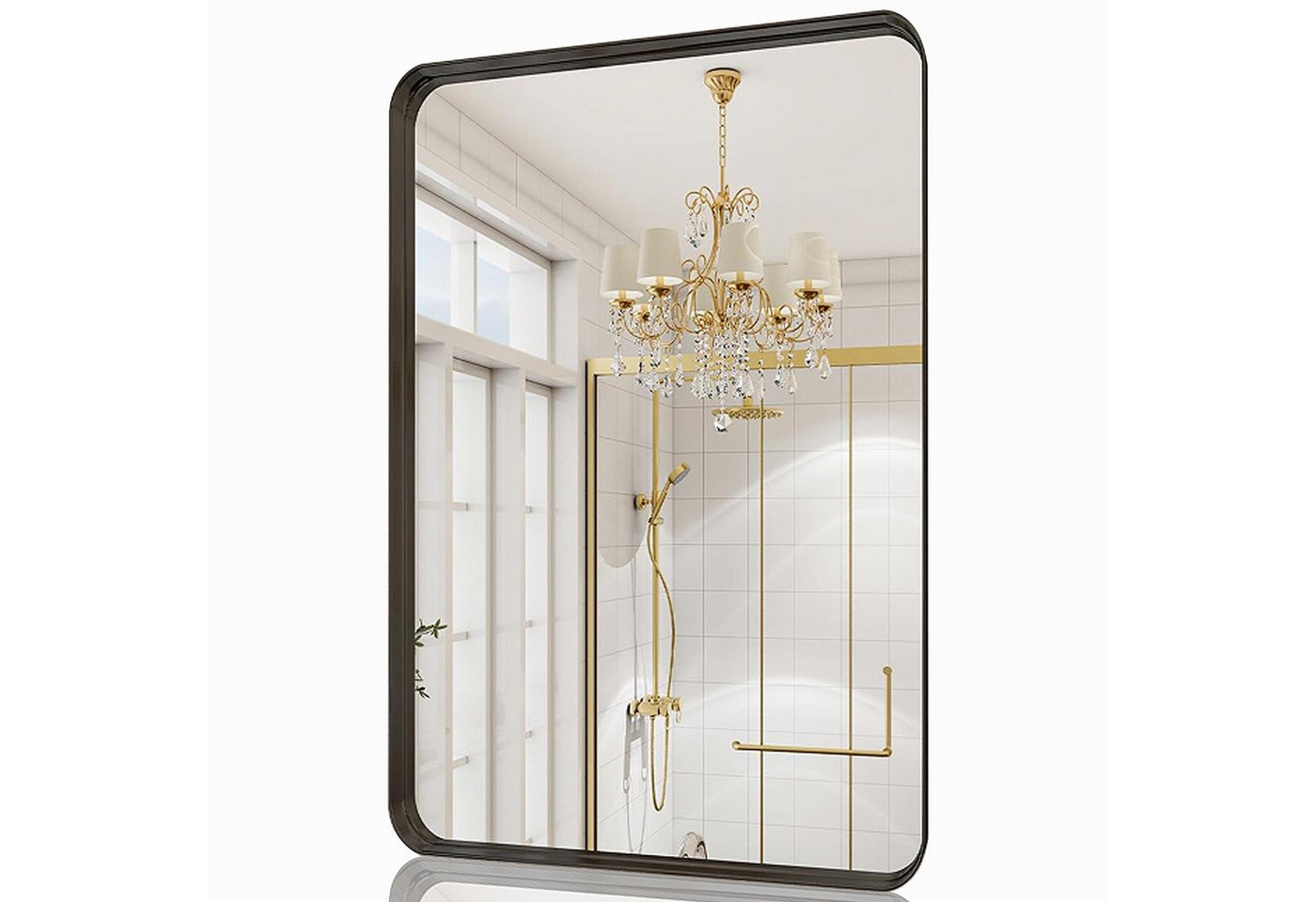 HT Kosmetikspiegel, Quadratischer Badspiegel 101x76 cm – HD-Umweltschutzspiegel von HT