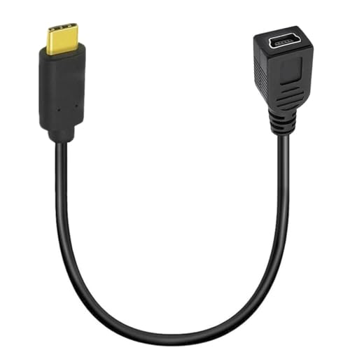 HTGuoji Mini USB auf Typ C Kabel Kordel, Rechts gewinkelt USB 3.1 Typ C Stecker auf Mini 5-Pin B USB-Buchse Adapter für Laptop, MacBook, Kamera, HDD (USB C/TypeC Straight) von HTGuoji