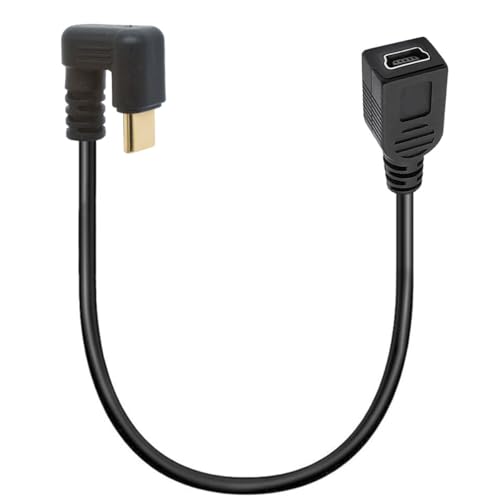 HTGuoji Mini USB auf Typ C Kabel Kordel, Rechts gewinkelt USB 3.1 Typ C Stecker auf Mini 5-Pin B USB-Buchse Adapter für Laptop, MacBook, Kamera, HDD (USB C/TypeC 180Degree) von HTGuoji