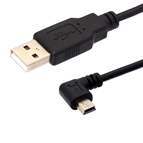 USB 2.0 A Stecker auf abgewinkeltes Mini-Kabel, 90 Grad rechtwinkliges Mini-5P-Datensynchronisations-Ladekabel für Garmin Dash Cam Auto GPS Navigator DVR Digitalkamera 1,5 m /5 Ft (Right) von HTGuoji