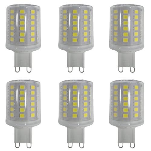 G9 9W LED-Leuchtmittel,kein Flackern,9W entspricht 90W Halogenlampen,900lm,6000K Kaltweiß,AC220–240V,G9 Energiesparlampe,360 °Abstrahlwinkel,6er-Pack von HUAMu