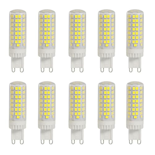 G9 LED Lampe 10W, 1000LM, Kaltweiß 6000K, Ersatz 50W-100W G9 Halogenlampe, G9 Sockel, Kein Flackern, Nicht Dimmbar, G9 Glühbirnen für Kronleuchter, Deckenleuchten, Wandleuchten, AC 220-240V, 10er Pack von HUAMu