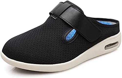 Orthopädische Diabetiker-Wanderschuhe, Outdoor-Wanderschuhe, Ödemschuhe, extra breiter Komfort, für Diabetiker, ältere Menschen, Schwarz, 45 EU von HUANGEDQ