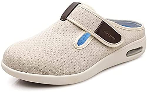 Orthopädische Diabetiker-Wanderschuhe, Outdoor-Wanderschuhe, Ödemschuhe, extra breiter Komfort, für Diabetiker, ältere Menschen,Beige,40 EU von HUANGEDQ