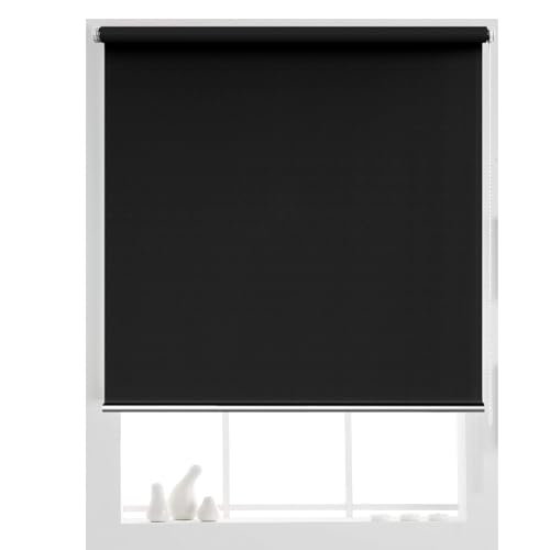 Dachfenster Verdunkelungsrollo 110 x 100 cm Ohne Bohren verdunkelnd, Fensterrollo lichtdurchlässig, Verdunklungsrollo Thermorollo Sichtschutz, für Alle Fenster ohne Bohren, Schwarz von HUANQIN