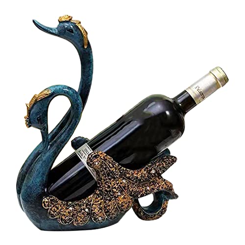HUAOSN Schwan Weinflaschenhalter, Luxuriöses Schwan Weinregal, Schwan Ornamente Weinschrank, Handgefertigtes Schwan Weinregal für Wohnzimmer und Büro(Blau) von HUAOSN