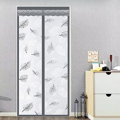 magnet wärmeschutzvorhang winter Sommer Kälteschutz und Wärmeschutz im Winter kälteschutz Filz Wasserdicht Winddicht Filz für türen Balkontür Außentür Wohnzimmer95x205cm Graues Blatt von HUAXIQUE