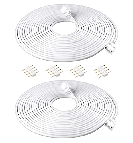 HUAZIZ 2 Stück 5 meter RGB LED Streifen Verlängerungskabel 4 polig LED Band Verlängerung Kabel RGB, Verlängerung Anschluss Kabel für 5050/3528 LED RGB Leiste Streifen Weiß von HUAZIZ