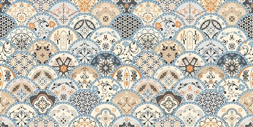 HUBDECO - Teppich - Küchenteppich - Badezimmerteppich - Badteppich - Küchenläufer - Teppich Läufer - Teppich Küche - PCV, Vinyl - rutschfest - Marokkanische Mosaik - 60x120cm von HUBDECO