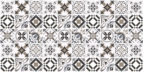 HUBDECO - Teppich - Küchenteppich - Badezimmerteppich - Badteppich - Küchenläufer - Teppich Läufer - Teppich Küche - PCV, Vinyl - rutschfest - Schwarz-Weißes Patchwork - 76x152cm von HUBDECO