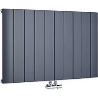 Design Heizkörper Horizontal Einlagig Mittelanschluss - Aluminium Anthrazit 600mm x 945mm 1279W - Aurora - Hudson Reed von HUDSON REED