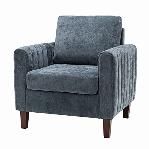 HULALA HOME Accent Lounge Chairs Stoffgepolsterter Sessel Mid-Century Modern Freizeitstuhl Bequemer Lesesessel Loungesessel Stoff Clubsessel für Wohnzimmer Schlafzimmer Blau von HULALA HOME