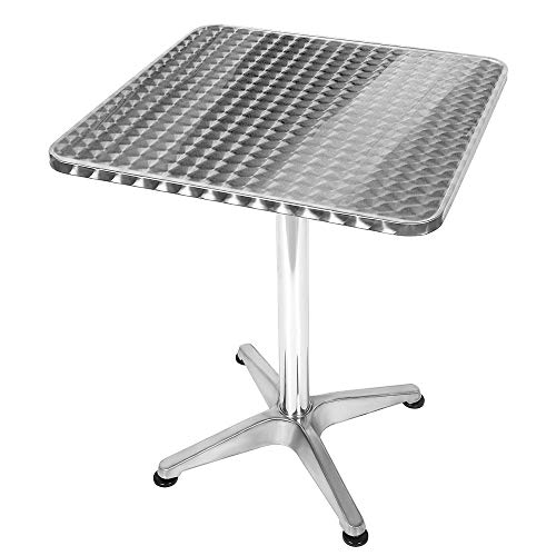 HUOLE 2in1 Stehtisch Bistrotisch Aluminium Edelstahlplatte | höhenverstellbar | 70cm / 110cm | Bartisch Bistro | In- & Outdoor | Hochzeit | Empfangstisch-60 * 60 * 70/110cm (quadratisch) von HUOLE