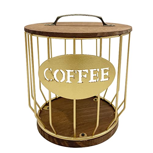 HUPYOMLER Aufbewahrungskorb für Kaffeekapseln, für Obst, Kaffee, Kaffee, Café, Hotel, goldfarben von HUPYOMLER