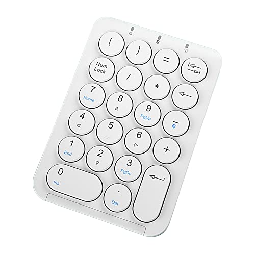 HUPYOMLER Kabelloser Nummernblock, Bluetooth, Ziffernblock, runde Tastenkappen, 22 Tasten, wiederaufladbar, Nummerntastatur (weiß) von HUPYOMLER