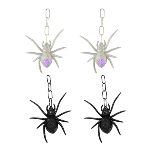 HUPYOMLER Spinnenanhänger aus Kunststoff, Schwarz, 4 Stück, Spinnenmodelle, Simulation, Halloween-Dekoration von HUPYOMLER