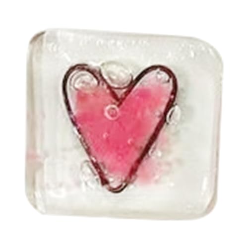 HUPYOMLER Taschenanhänger aus Glas in Herzform, Andenken, Geschenk, Herz-Andenken, Taschenkarten, geschmolzenes Glasherz, Taschenmarke, Rosa, 4 x 4 cm von HUPYOMLER