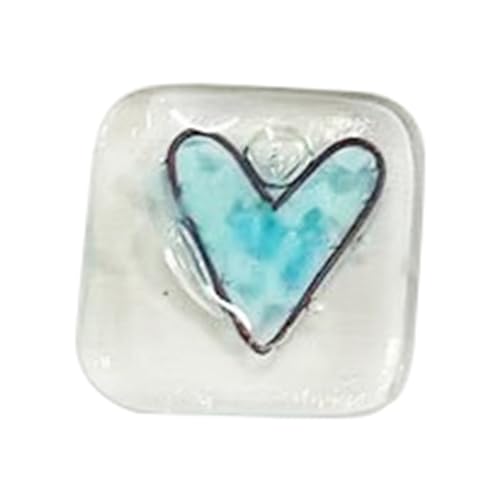 HUPYOMLER Taschenanhänger aus Glas in Herzform, Andenken, Geschenk, Herz-Andenken, Taschenkarten, geschmolzenes Glasherz, Taschenmarke, blau, langlebig von HUPYOMLER