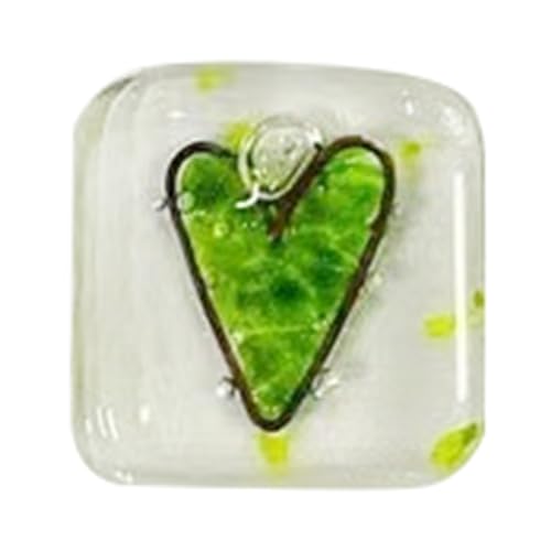 HUPYOMLER Taschenanhänger aus Glas in Herzform, Andenken, Geschenk, Herz-Andenken, Taschenkarten, geschmolzenes Glasherz, Taschenmarke, grün, langlebig von HUPYOMLER