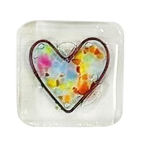 HUPYOMLER Taschenanhänger aus Glas in Herzform, Andenken, Geschenk, Herz-Andenken, Taschenkarten, geschmolzenes Glasherz, Taschenmarke, mehrfarbig, langlebig, einfach zu bedienen, 4 x 4 cm von HUPYOMLER