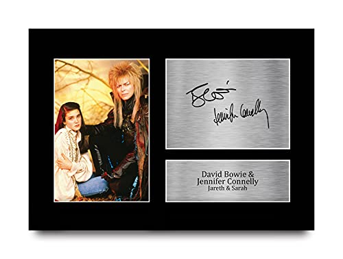 HWC Trading A4 David Bowie & Jennifer Connelly Labyrinth Geschenke Gedruckt, Signiert Autogramm Bild Für Film-Erinnerungsstücke-Fans - A4 Eingerahmt von HWC Trading