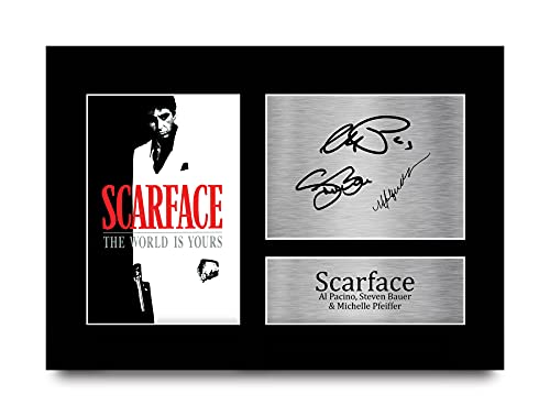 HWC Trading Scarface A4 Ungerahmt Signiert Gedruckt Autogramme Bild Druck-Fotoanzeige Geschenk Für Al Pacino Steven Bauer Michelle Pfeiffer Filmfans von HWC Trading
