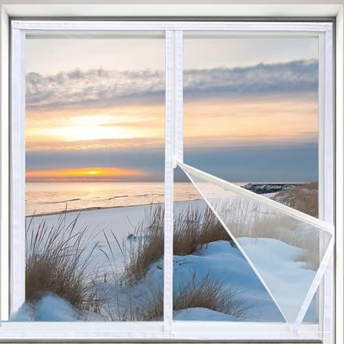 110 x 185 cm (B x H) Fensterisolierfolie für den Winter, transparentes Sekundärverglasungs-Set für Fenster und Türen, thermische Fensterfolie für Winter und Kälte, winddichte Sekundärverglasungsfolie von HWDNQGH