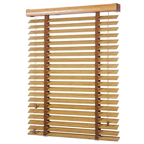 HWF Jalousien 60cm/ 80cm/100cm/ 120cm/140cm breit Holzjalousien mit Bändern, 50mm Lamellen, Horizontale Jalousien für Fenster mit Beschlägen für Schlafzimmer/Küche/Bad (Size : 100x120cm(39.4"x47.2")) von HWF