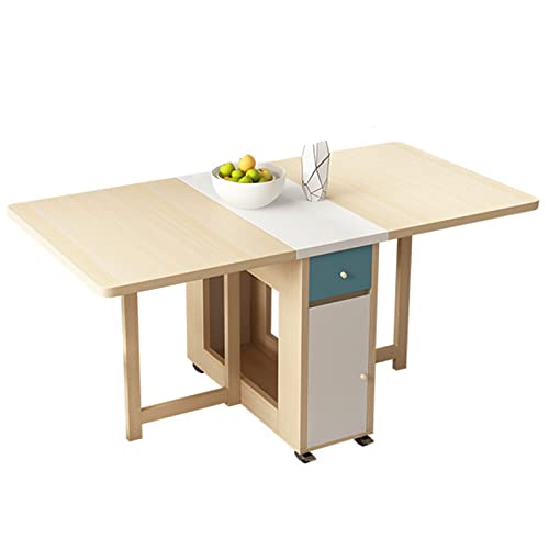 HYDZYXGS Ausziehbarer Esstisch, klappbarer Holztisch, platzsparender Küchentisch mit Schubladen und Rollen, kompakter klappbarer Esszimmertisch, Drop-Leaf-Tisch – 1,5 m von HYDZYXGS