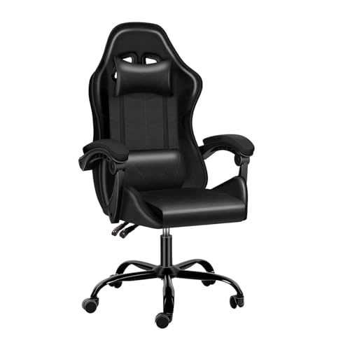 HYHNB Weißer Gaming-Stuhl mit Fußstütze, großer und hoher Gamer-Stuhl, Verstellbarer Dreh-Bürostuhl im Racing-Stil, ergonomisch (Color : Black) von HYHNB