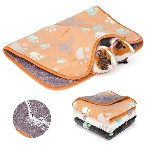 HYLYUN wasserdichte Meerschweinchen Decken, 3 Stück Waschbar Kleintier Fleece Warm Flanell Throw für Hamster Meerschweinchen Kaninchen Chinchilla Igel Frettchen-60 * 40cm von HYLYUN