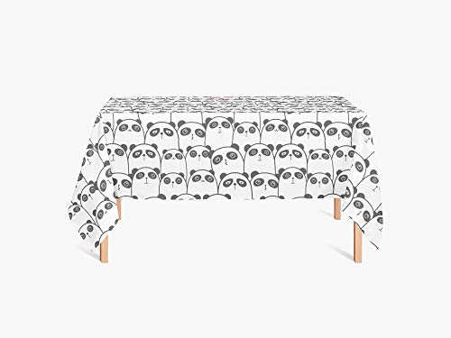 HYO Pandas-MR12 Tischdecke, Satinstoff aus Polyester-Leinwand, laminiert mit transparenter Vinylfolie, 250 g, bunt, 100X140 cm von HYO