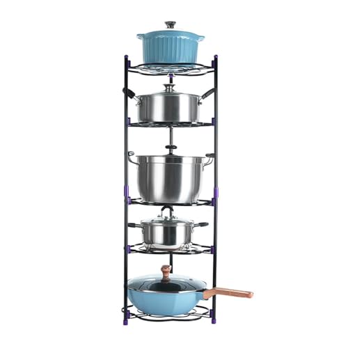 HYPIQQ Pot Rack Saucepan Storage Rack Pan Organizer für Schrank Küche Lagerregal Multifunktionale Edelstahl Rotundity,5 Tiers von HYPIQQ