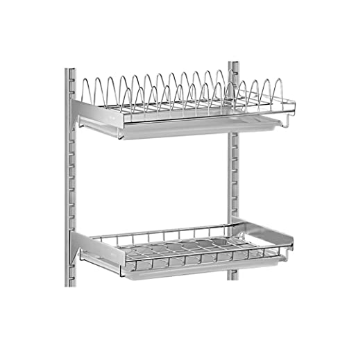 Abtropfgestell Geschirrkorb An Der Wand Montierter, Stanzfreier Geschirrständer 304 Edelstahl-Abflussständer Küchen-Trockenschüssel-Lagerregal Abtropfgestell Geschirr Abtropfkorb ( Size : 2-Tier ) von Habrur