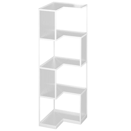 Habrur Eckregal Eckständer Stehender Eckständer, 4-stufiges Eckregal Aus Glas, Dekoratives Bücherregal, Eckregal Mit Stauraum Für Das Wohnzimmer Eckregal Stehend Eckregale(Color:C) von Habrur