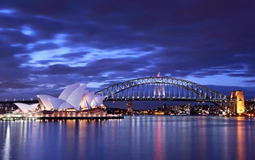 Australien Sydney Opera House Nacht Brücke Malen Nach Zahlen Diy Einzigartiges Leinwand Ölgemälde Kit Digitale Malerei von Haeran River