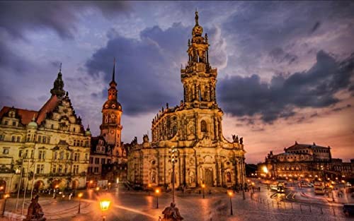 Haeran River Dresden Deutsche Kirche Farbgespräch Malen Nach Zahlen DIY Einzigartiges Leinwand Ölgemälde Kit Digitale Malerei von Haeran River