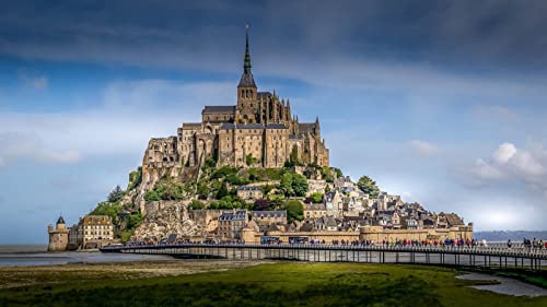 Mont Saint Michel Festung Normandie Frankreich Malen Nach Zahlen Diy Einzigartiges Leinwand Ölgemälde Kit Digitale Malerei von Haeran River