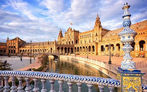 Plaza De Espana Sevilla Color Talk Malen Nach Zahlen Diy Einzigartiges Leinwand Ölgemälde Kit Digitale Malerei von Haeran River