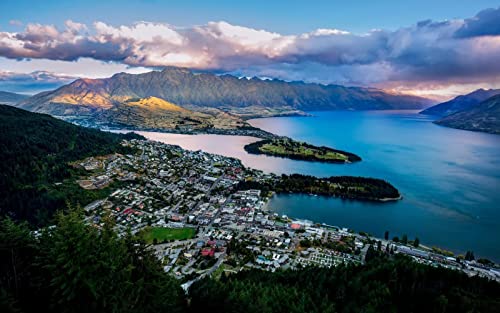 Haeran River Queenstown Lake Wakatipu Neuseeland Malen Nach Zahlen Diy Einzigartiges Leinwand Ölgemälde Kit Digitale Malerei von Haeran River