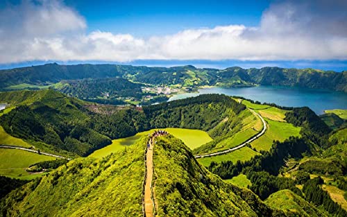 Haeran River Schöne Landschaft Der Insel Sao Miguel Azoren Portugal Malen Nach Zahlen Diy Einzigartiges Leinwand Ölgemälde Kit Digitale Malerei von Haeran River