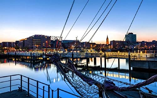 Kiel Pier Stadtansicht Sonnenuntergang Deutschland Farbe Talk Malen Nach Zahlen Diy Einzigartiges Leinwand Ölgemälde Kit Digitale Malerei von Haeran River